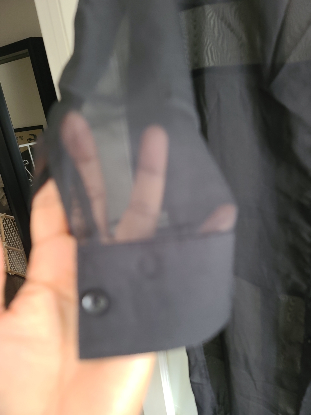 Sheer Black Button-Front Long Robe - Picture 2 of 7